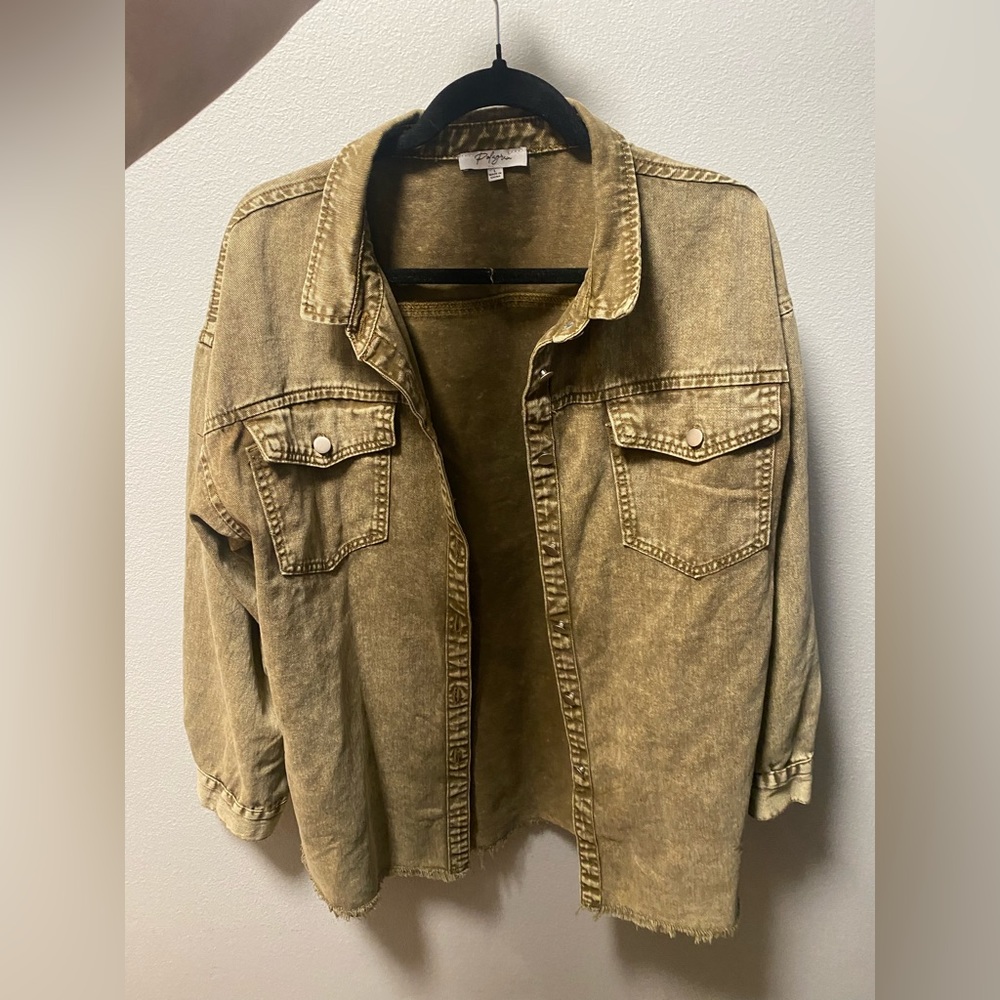 Green denim Button Up
